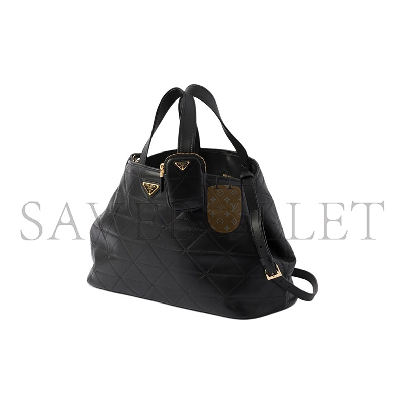 Pra*a large leather tote bag with stitching 1bg547 (38*25*17.5cm)